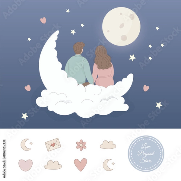 Obraz Couple Sitting on the Moon