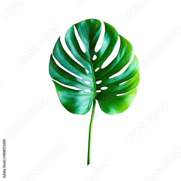 Obraz Monstera Leaf with Depth in Cuts Isolated on Transparent Background