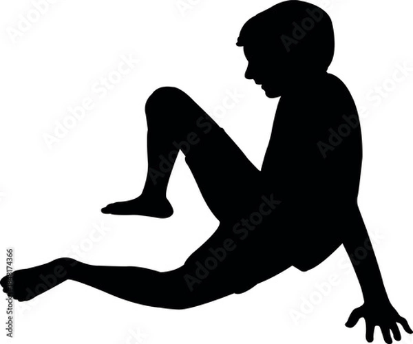 Obraz a boy sitting body silhouette vector