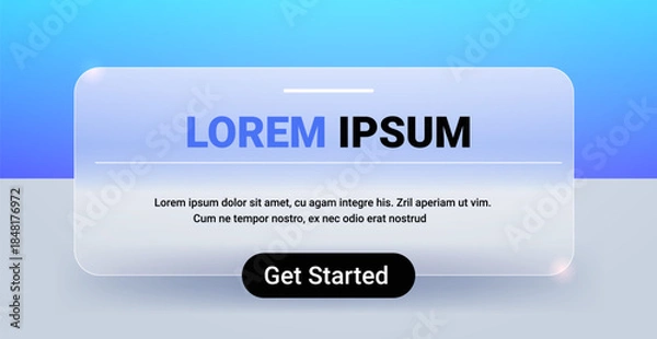 Obraz Rectangular rounded panel for application menu or abstract presentation template. Blue vector web interface mockup