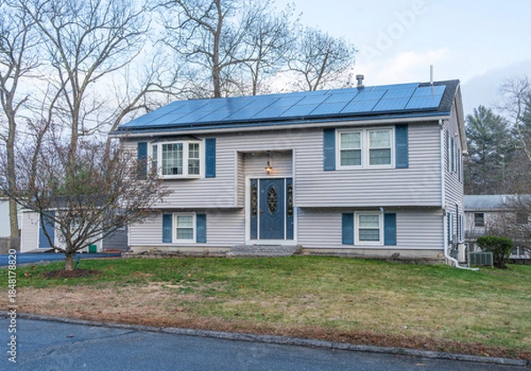 Fototapeta solar panel installed on the house roof