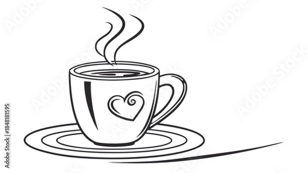 Fototapeta Icon vector cup of hot coffee with steam, Cozy Cup of Comfort