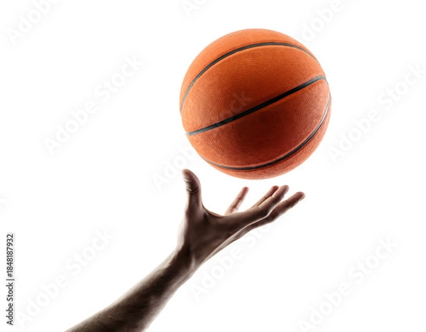 Obraz Dynamic Hand Tossing Basketball Isolated Capturing Action, Motion, and Sports Energy