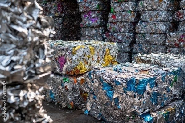 Obraz Iron and Aluminum Scrap: A Textured Heap Ready for Steel Recycling