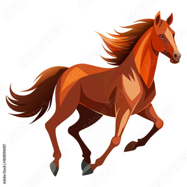 Obraz Running Brown Horse Vector Illustration