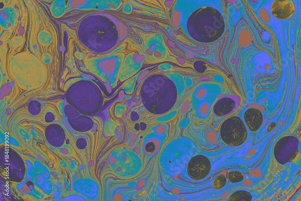 Fototapeta Abstract Ebru Marbling Texture Background