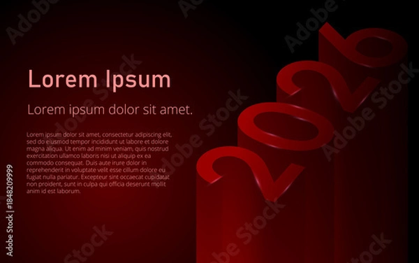 Obraz 3D Red 2026 Typography with Text Space on Dark Background