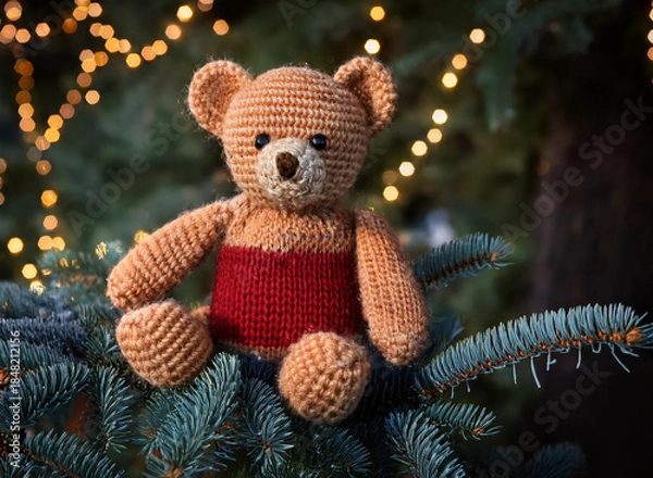 Obraz teddy bear in christmas tree