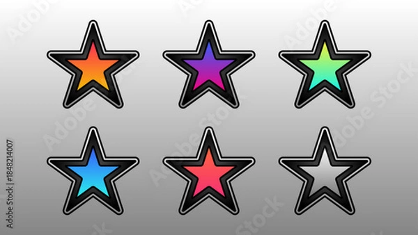 Fototapeta Set of color stars. Star burst.