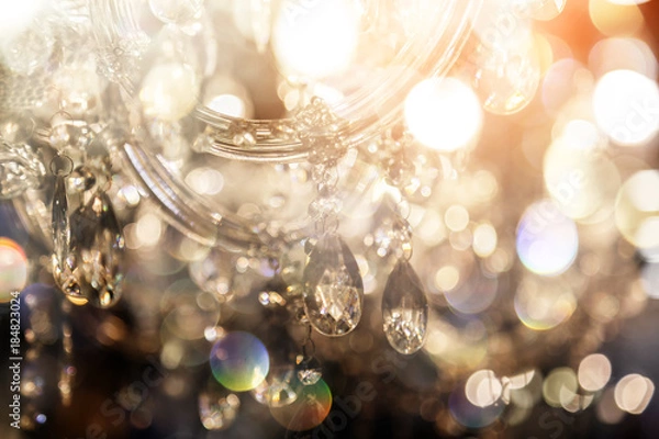 Obraz Chrystal chandelier close-up. Glamour background with copy space