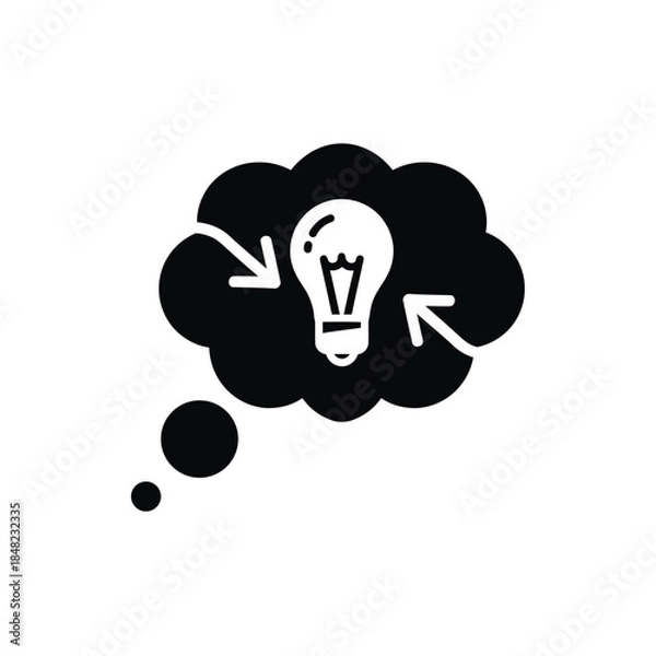 Obraz light bulb in thought bubble with arrows