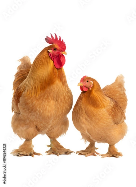 Obraz Buff brahma rooster and hen standing side by side