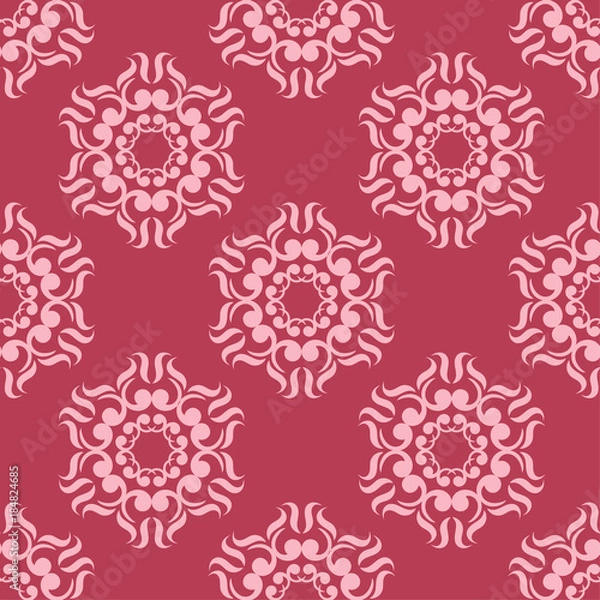 Fototapeta Floral seamless pattern on red background