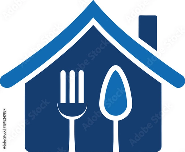 Obraz Eating House Building Flat Vector Illustration on White Background