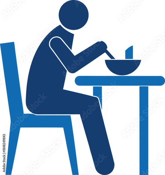 Obraz Diner People Eating Table Flat Vector Illustration on White Background