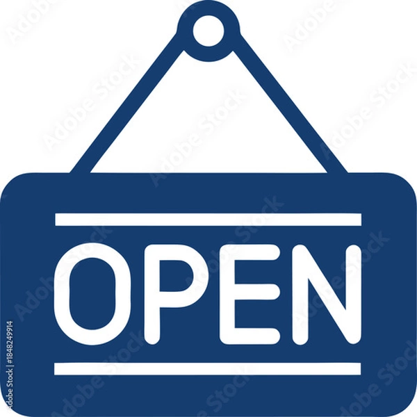 Obraz Open Sign Door Flat Vector Illustration on White Background