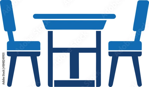 Obraz Table Dining Chairs Flat Vector Illustration on White Background