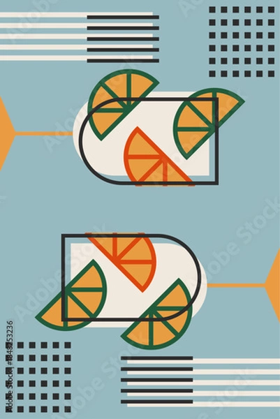 Obraz Retro Geometric Cocktail and Drink Vector Illustration Collection