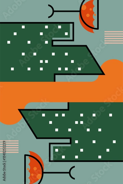 Obraz Retro Geometric Cocktail and Drink Vector Illustration Collection