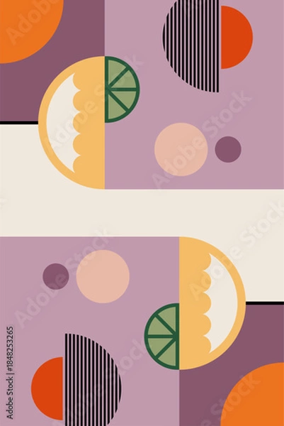 Obraz Retro Geometric Cocktail and Drink Vector Illustration Collection