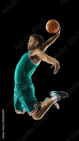 Obraz one basketball player jump isolation