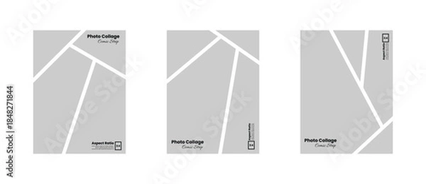 Obraz Vertical Photo Panel Arrangement with Comic Visual Style