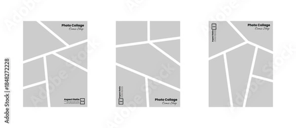 Obraz Photo Panel Composition in Comic Inspired Style Using 3:4 Vertical Format
