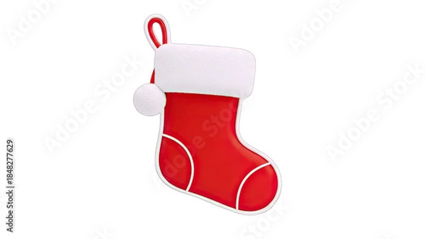 Obraz Red Christmas Stocking Isolated on White Background