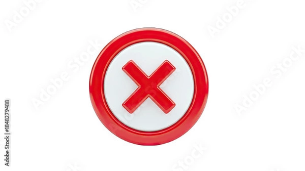 Fototapeta Red Cross Mark Icon on White Background