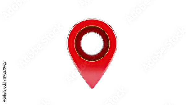 Fototapeta Red Location Pin Icon on White Background