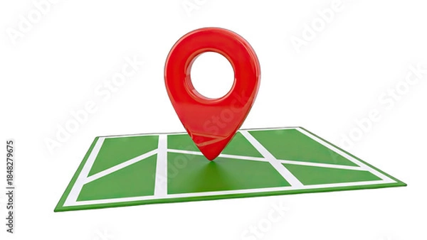 Fototapeta Red Location Pin on Green Map - Navigation Concept