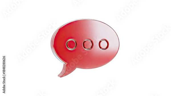 Fototapeta Red Speech Bubble Icon on White Background