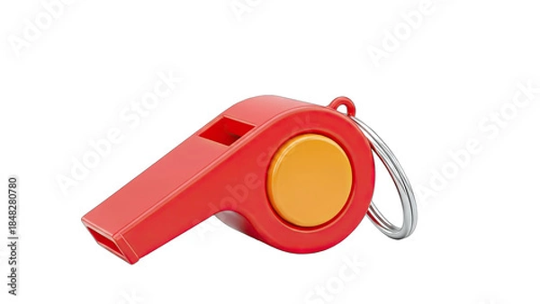 Fototapeta Red Whistle Isolated on White Background