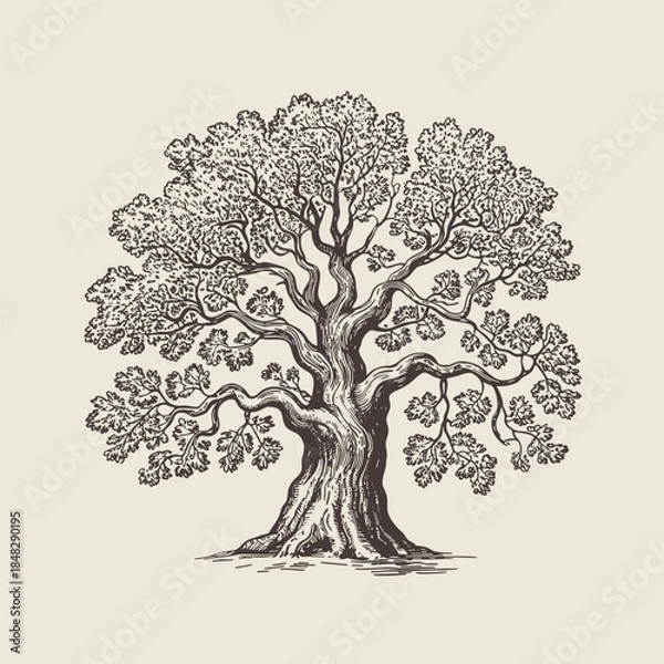 Obraz Single big Oak tree design illustration