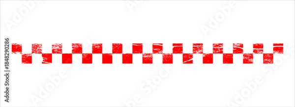 Fototapeta red and white checkered rectangular frame. Square racing checkerboard pattern. Chessboard geometric pattern. Rally checkerboard pattern. Finish racing frame.Eps10