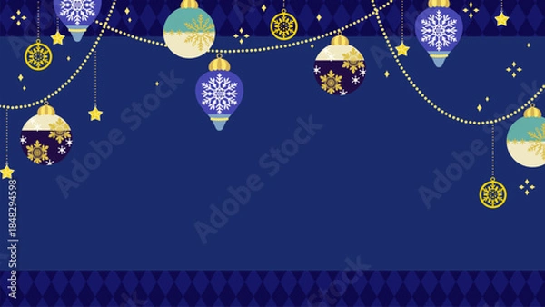 Obraz かわいいクリスマスオーナメントのイラスト背景