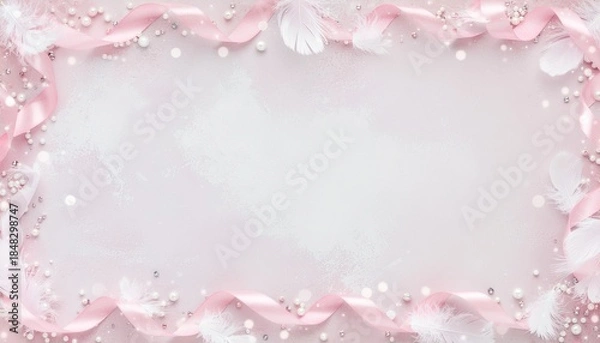 Obraz 愛らしいピンクと白のグリーティングカード用テンプレート：繊細なテクスチャと輝きを放つ装飾