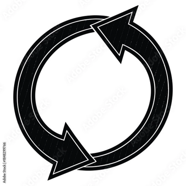 Obraz Stylized black and white icon representing a repeating loop or cycle.