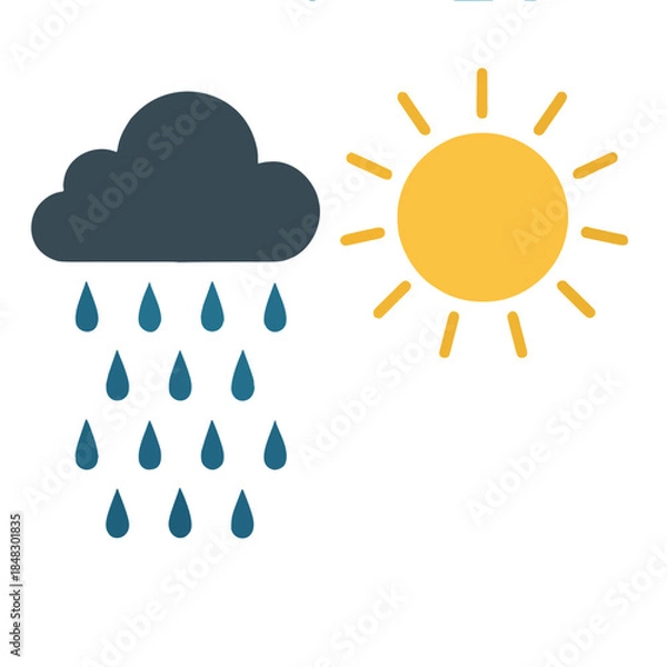 Fototapeta Cloud raining then clearing to sun