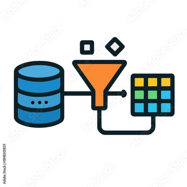 Fototapeta Flat icon for a data pipeline or ETL process