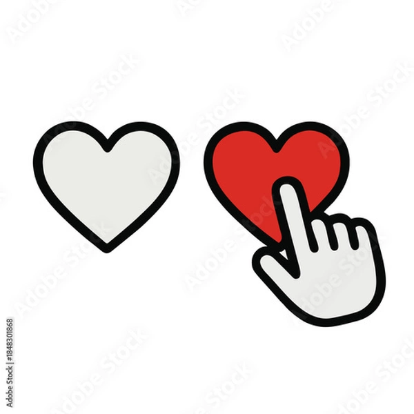 Fototapeta Heart icon filling with color on tap