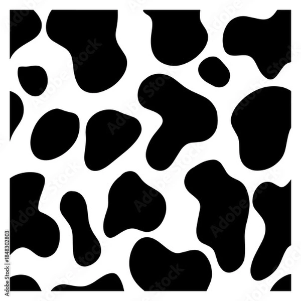 Fototapeta Seamless Black and White Cow Print Pattern