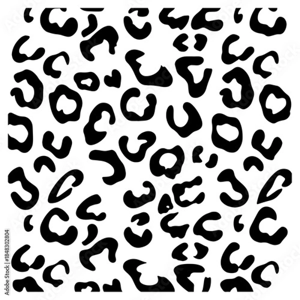 Fototapeta Seamless Black and White Leopard or Jaguar Print Pattern