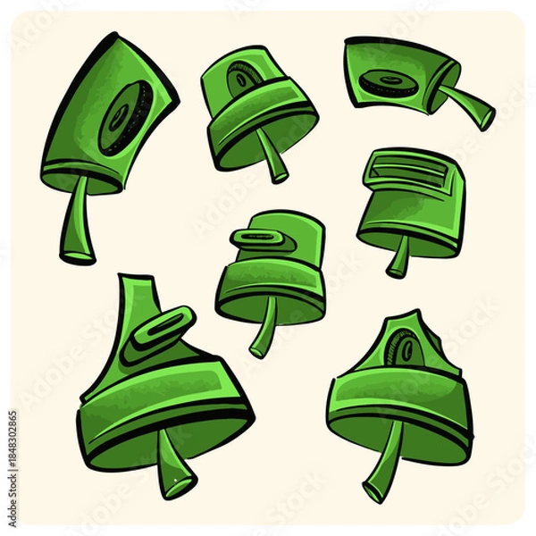 Fototapeta Set of Green Graffiti Spray Can Caps