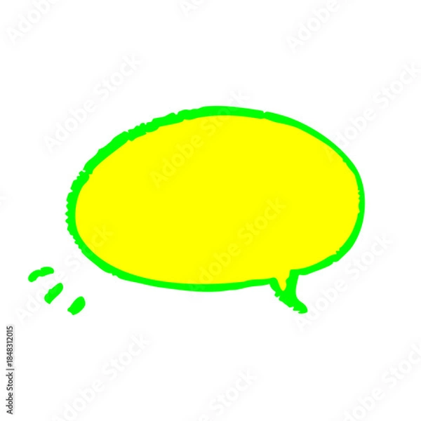 Fototapeta 蛍光カラーのクレヨン風手描き吹き出しイラスト　ガサガサ線がかわいいコメント用フレーム素材