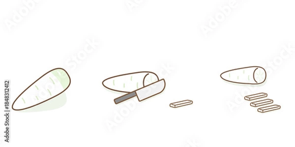 Obraz 大根　短冊切り