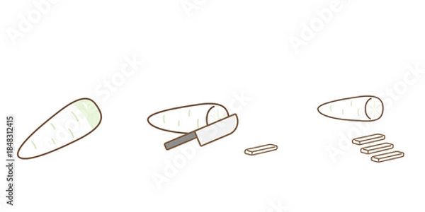 Obraz 大根　短冊切り