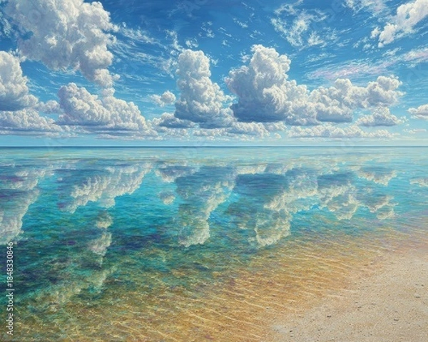 Obraz Colorful Coastal View With Reflected Clouds