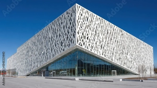 Obraz Modern Building Facade With Geometric Patterns