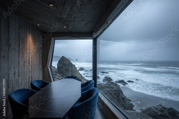 Obraz Coastal Dining Room With Ocean View